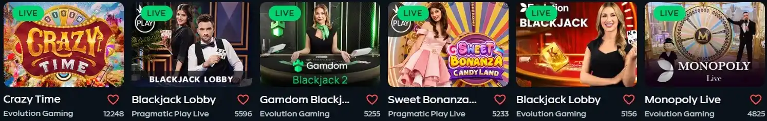 Gamdom Casino live dealer table games